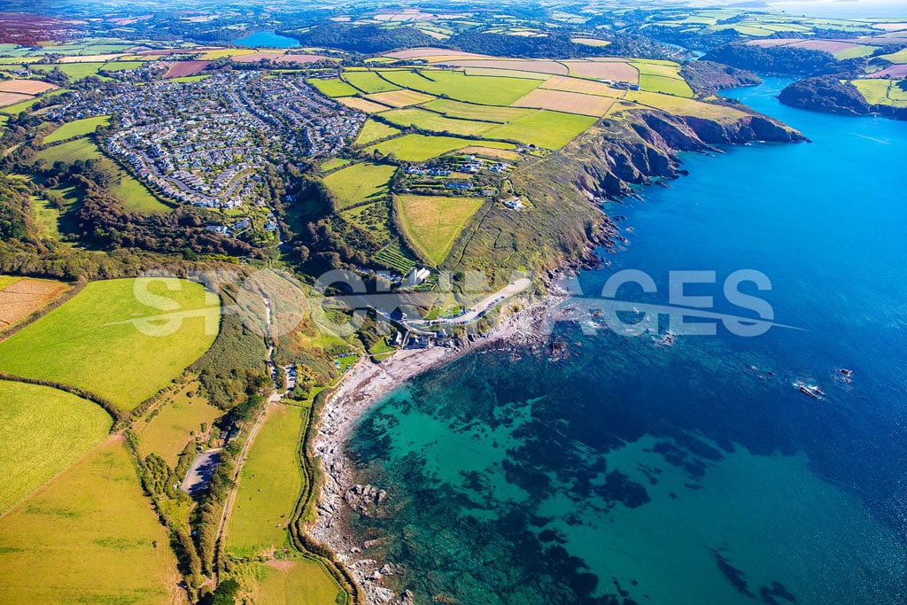 Aerial image of Wembury Beach Plymouth showing the stunning coastline to the east towards the river Yealm.