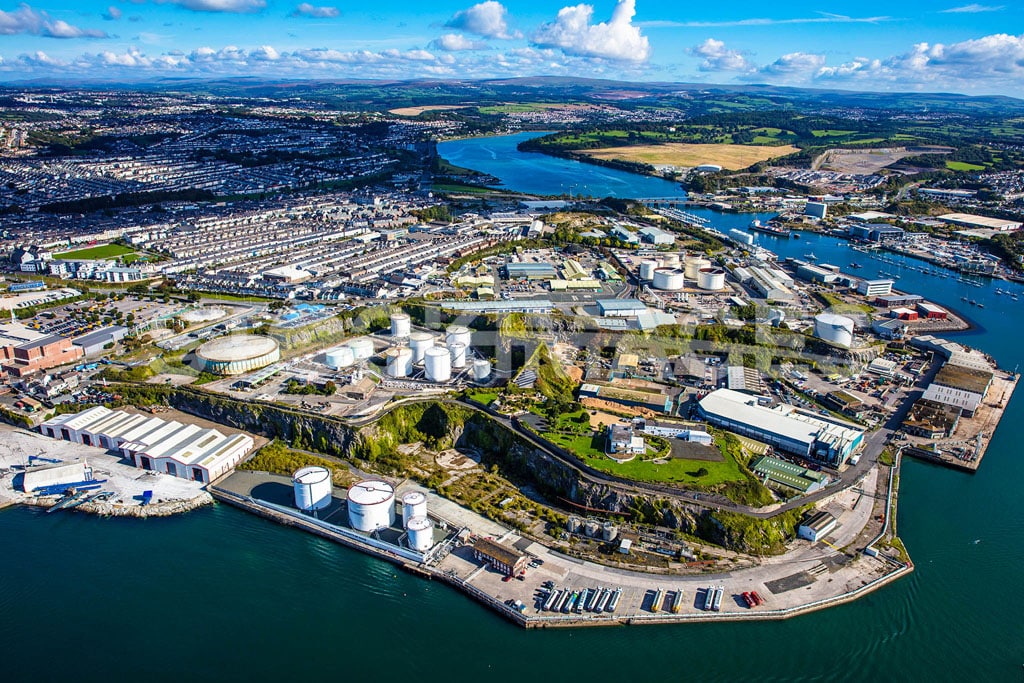 Aerial image of the Plymouth Cattledown Wharves and Industrial Complex.