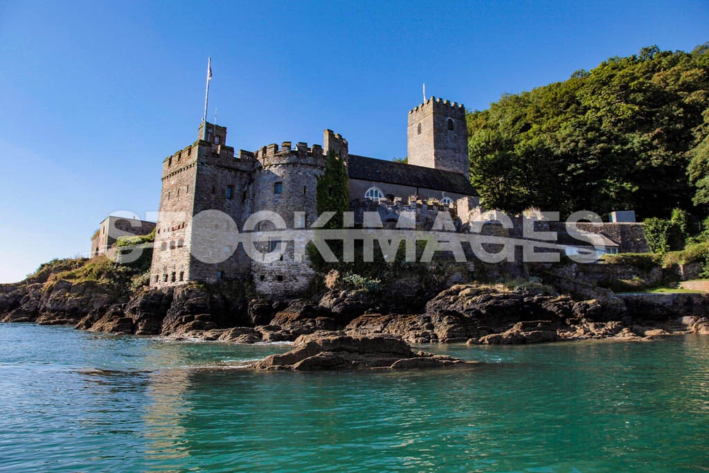 Dartmouth Castle and St Petrox Church at the entrance to the River Dart on a warm, clear Summer's day - English Heritage - Diocese of Exeter.