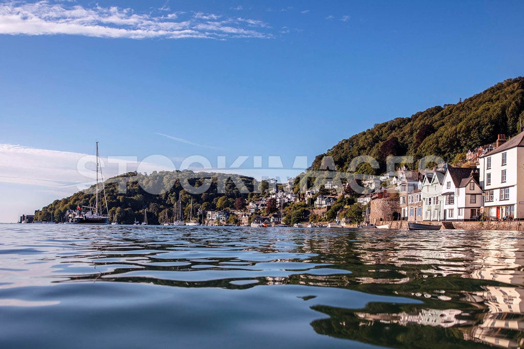 Low-level image looking at Bayards Cove and its Fort, all the way down to the Dartmouth Castle and the mouth of the river.