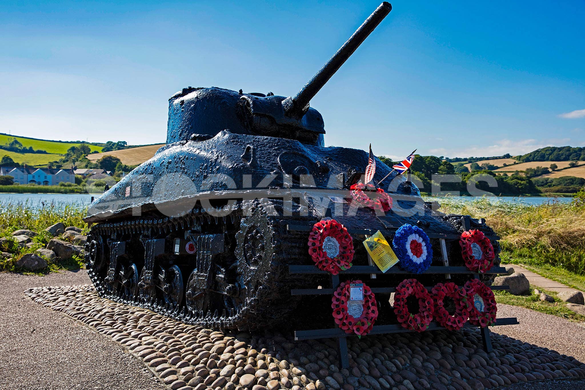 Sherman Tank Memorial at Torcross, remembering the story of D-Day in World War II.