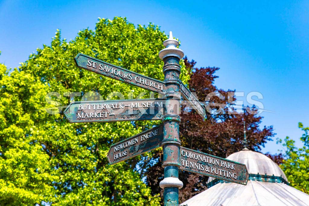 Image of signs in Dartmouth's Royal Avenue Gardens next to the Bandstand.